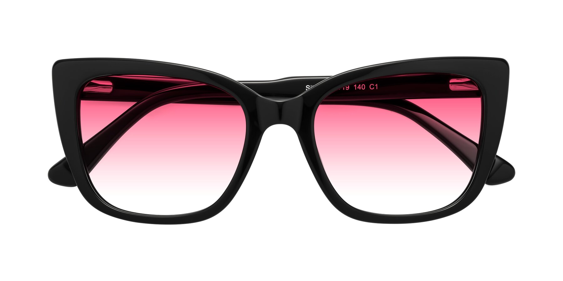 Folded Front of Sites in Black with Pink Gradient Lenses