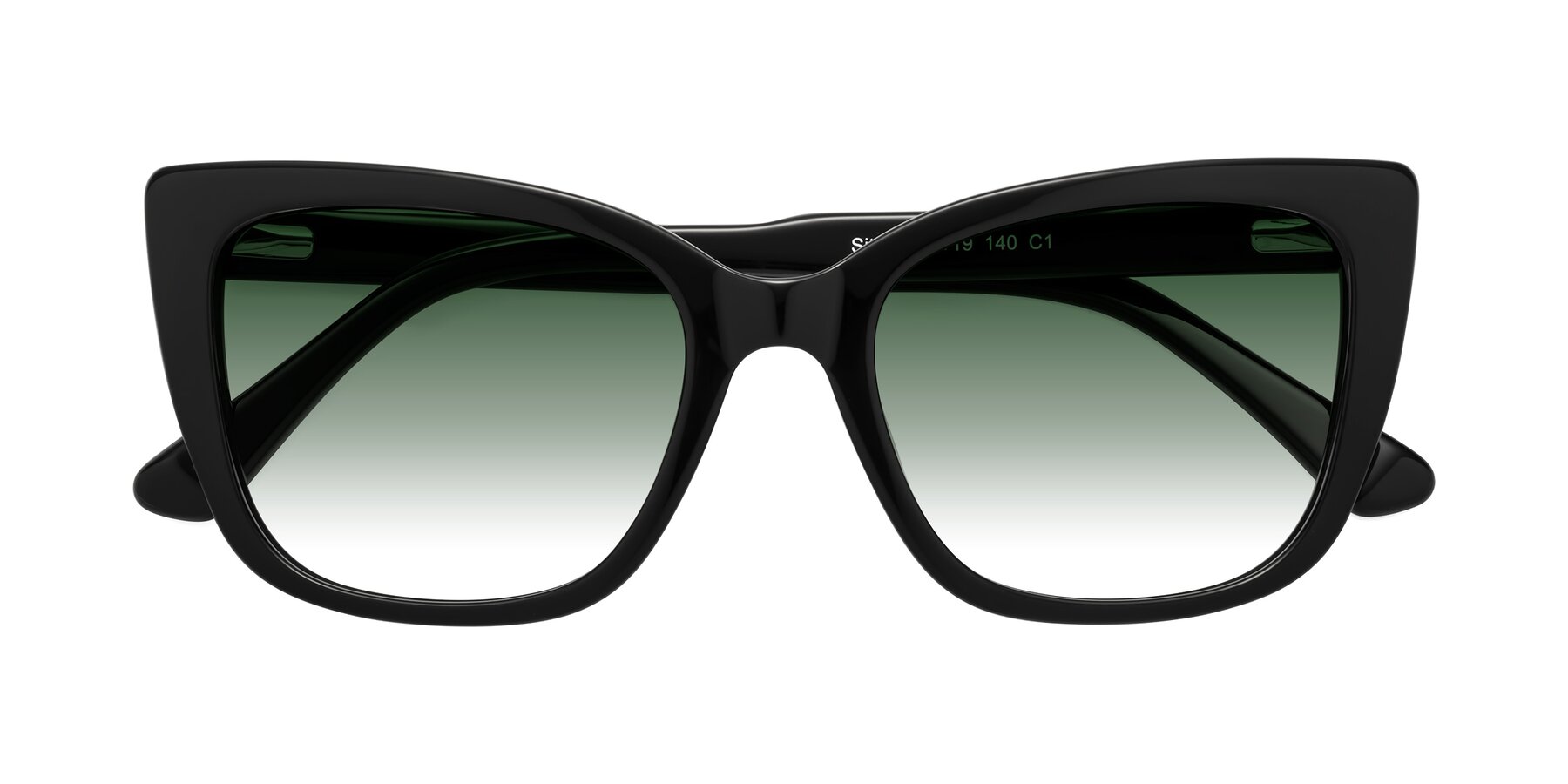 Folded Front of Sites in Black with Green Gradient Lenses