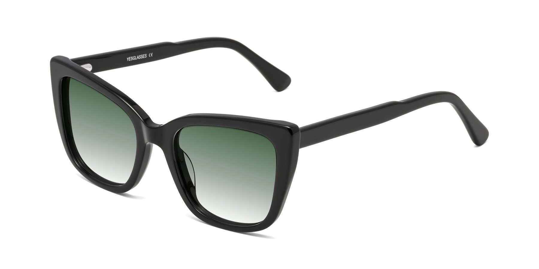 Angle of Sites in Black with Green Gradient Lenses