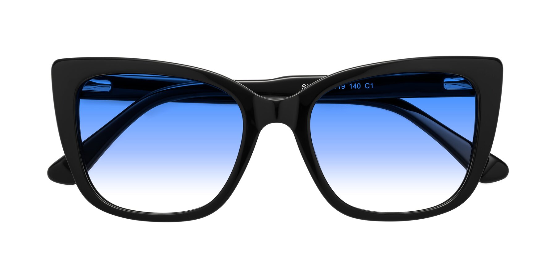 Folded Front of Sites in Black with Blue Gradient Lenses