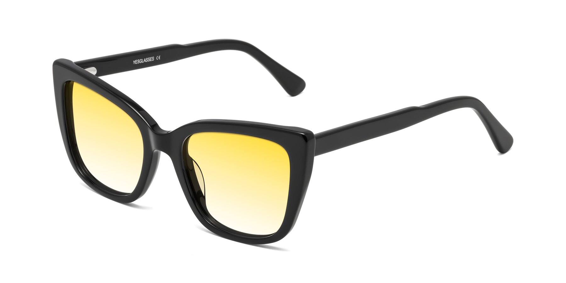 Angle of Sites in Black with Yellow Gradient Lenses