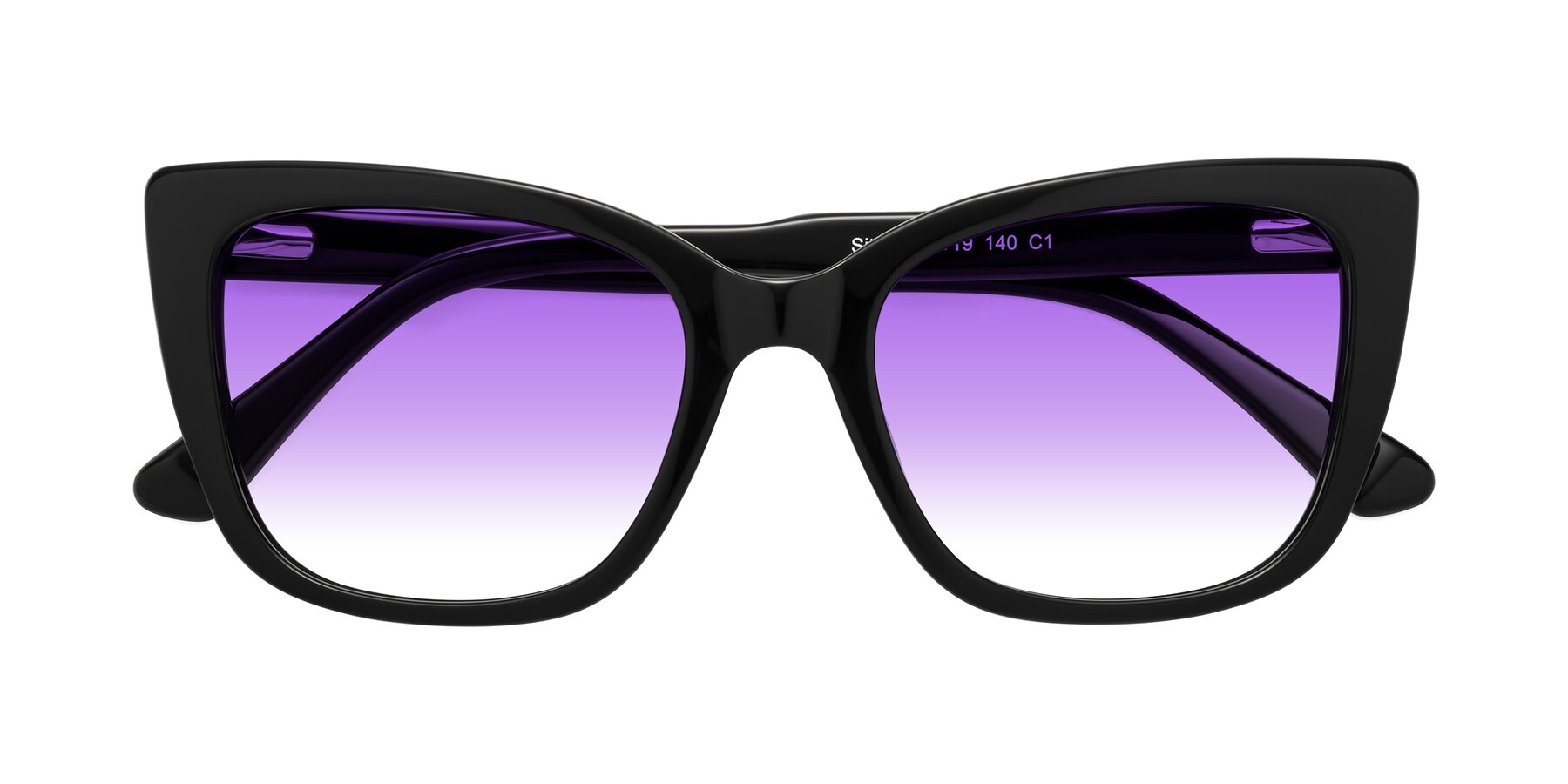 Folded Front of Sites in Black with Purple Gradient Lenses