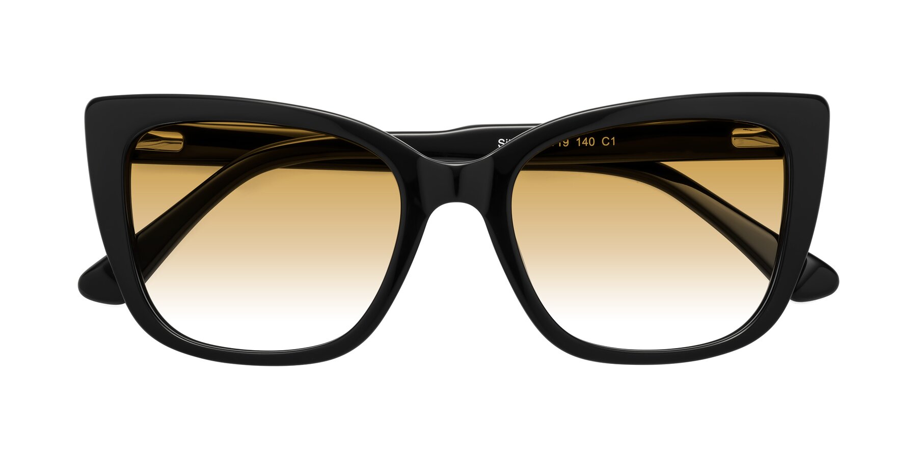 Folded Front of Sites in Black with Champagne Gradient Lenses