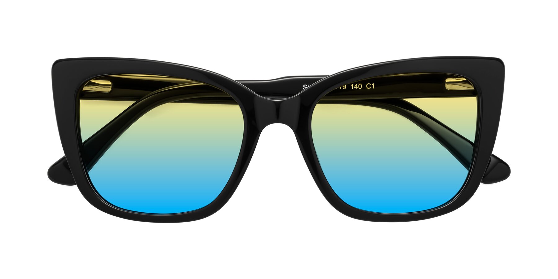 Folded Front of Sites in Black with Yellow / Blue Gradient Lenses