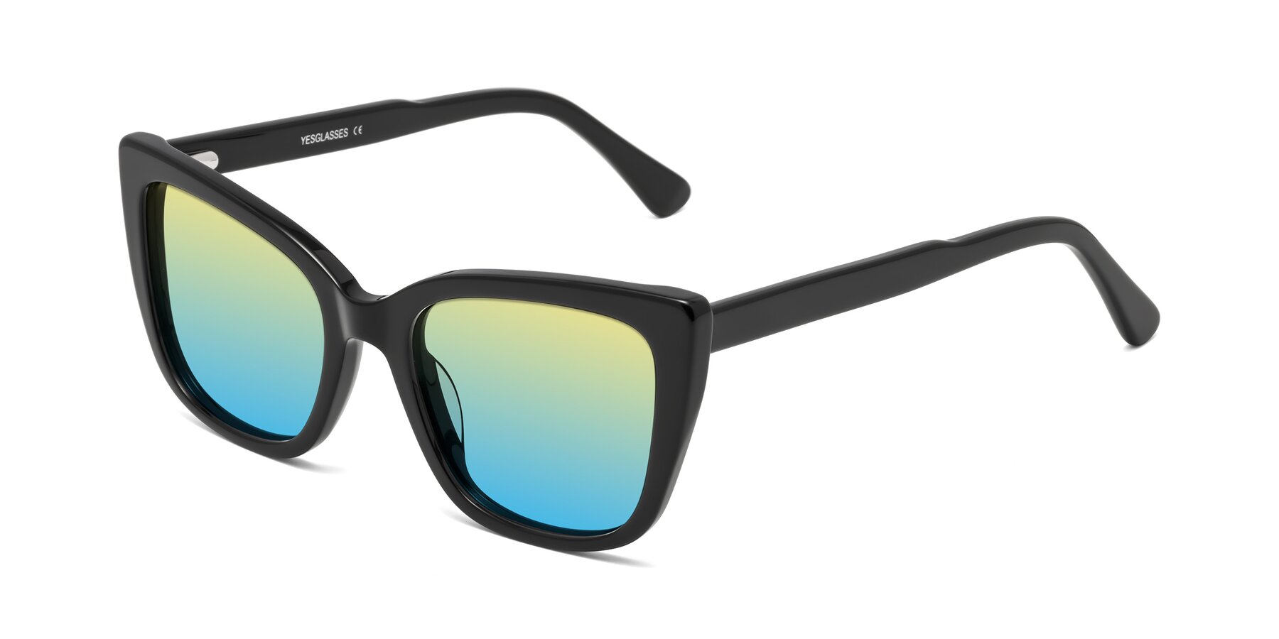 Angle of Sites in Black with Yellow / Blue Gradient Lenses