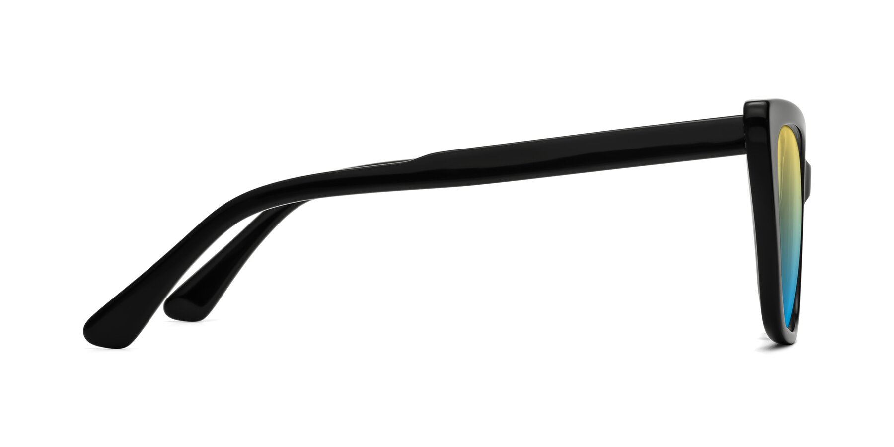Side of Sites in Black with Yellow / Blue Gradient Lenses