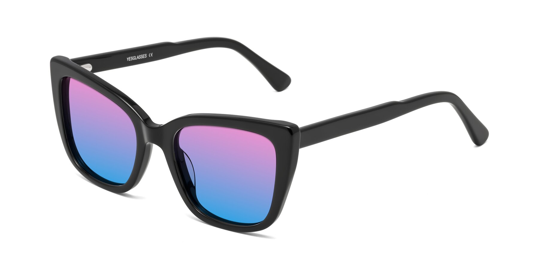 Angle of Sites in Black with Pink / Blue Gradient Lenses