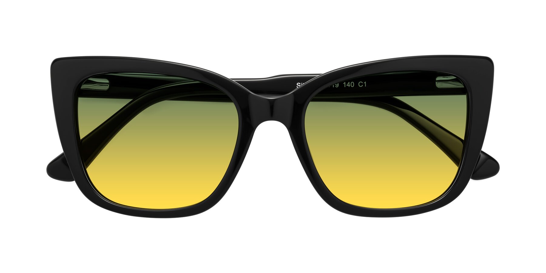 Folded Front of Sites in Black with Green / Yellow Gradient Lenses