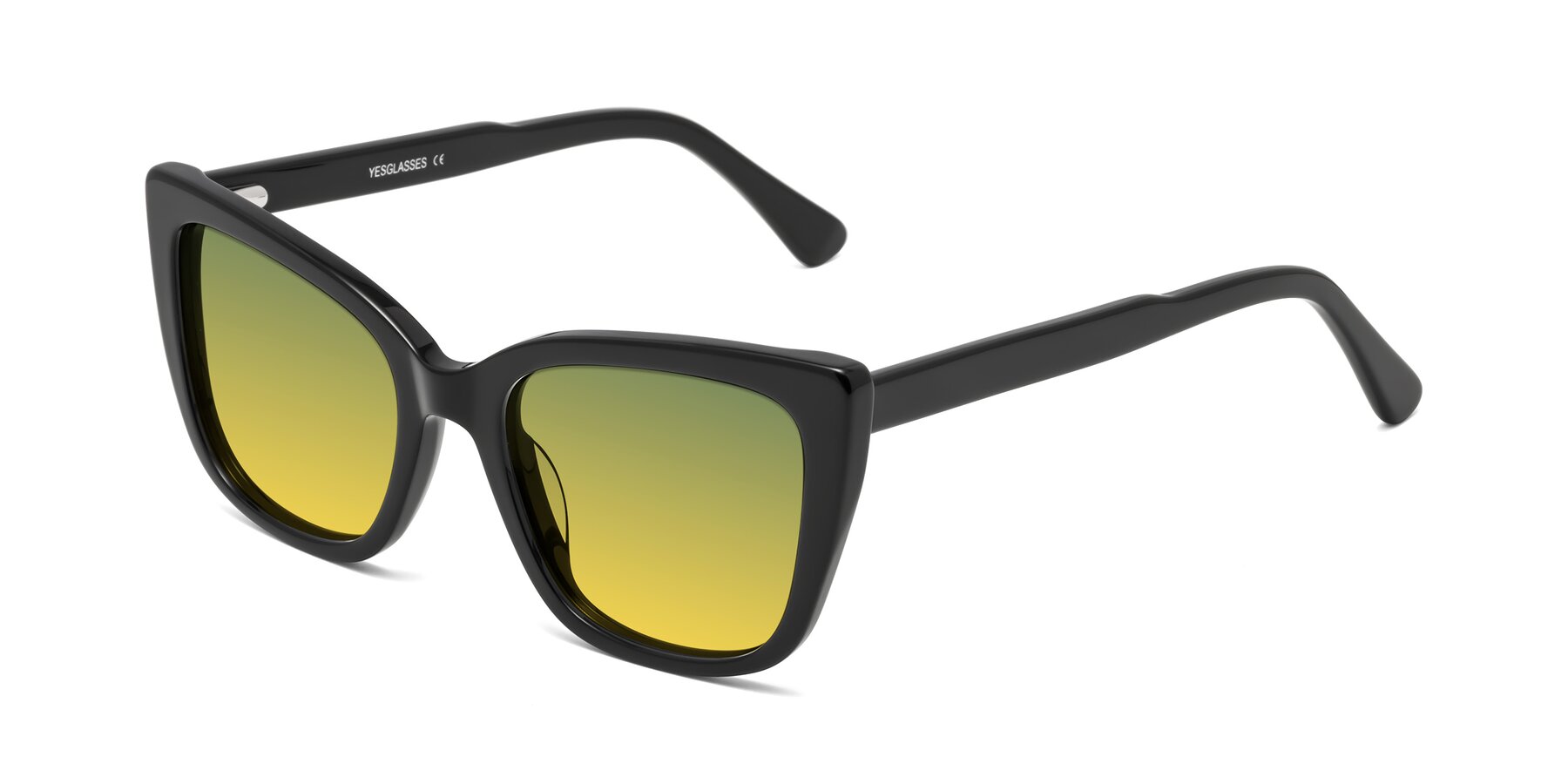 Angle of Sites in Black with Green / Yellow Gradient Lenses