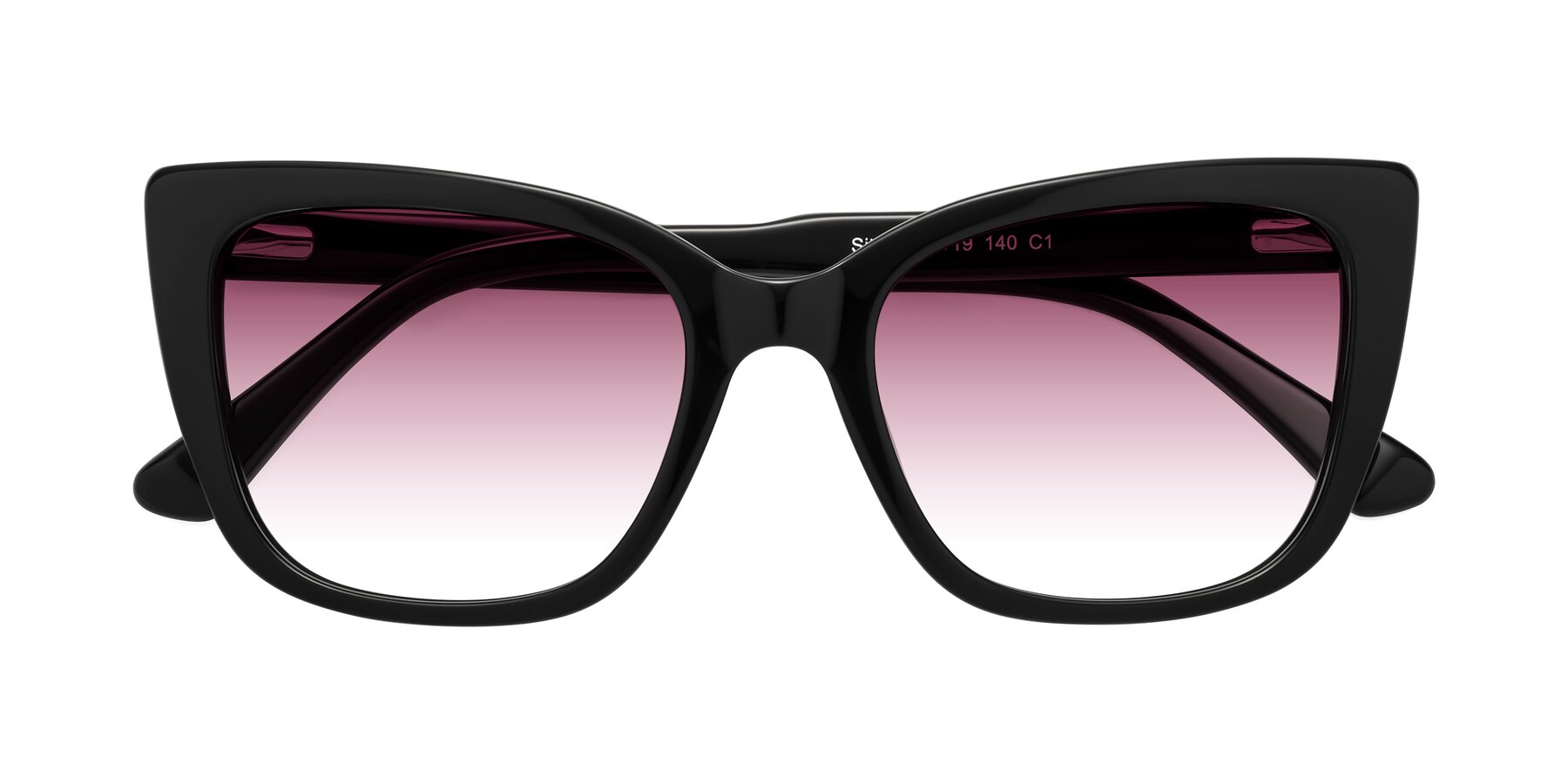 Folded Front of Sites in Black with Wine Gradient Lenses