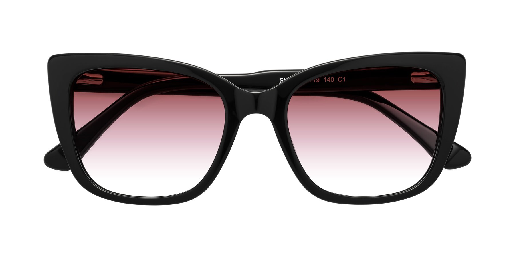 Folded Front of Sites in Black with Garnet Gradient Lenses