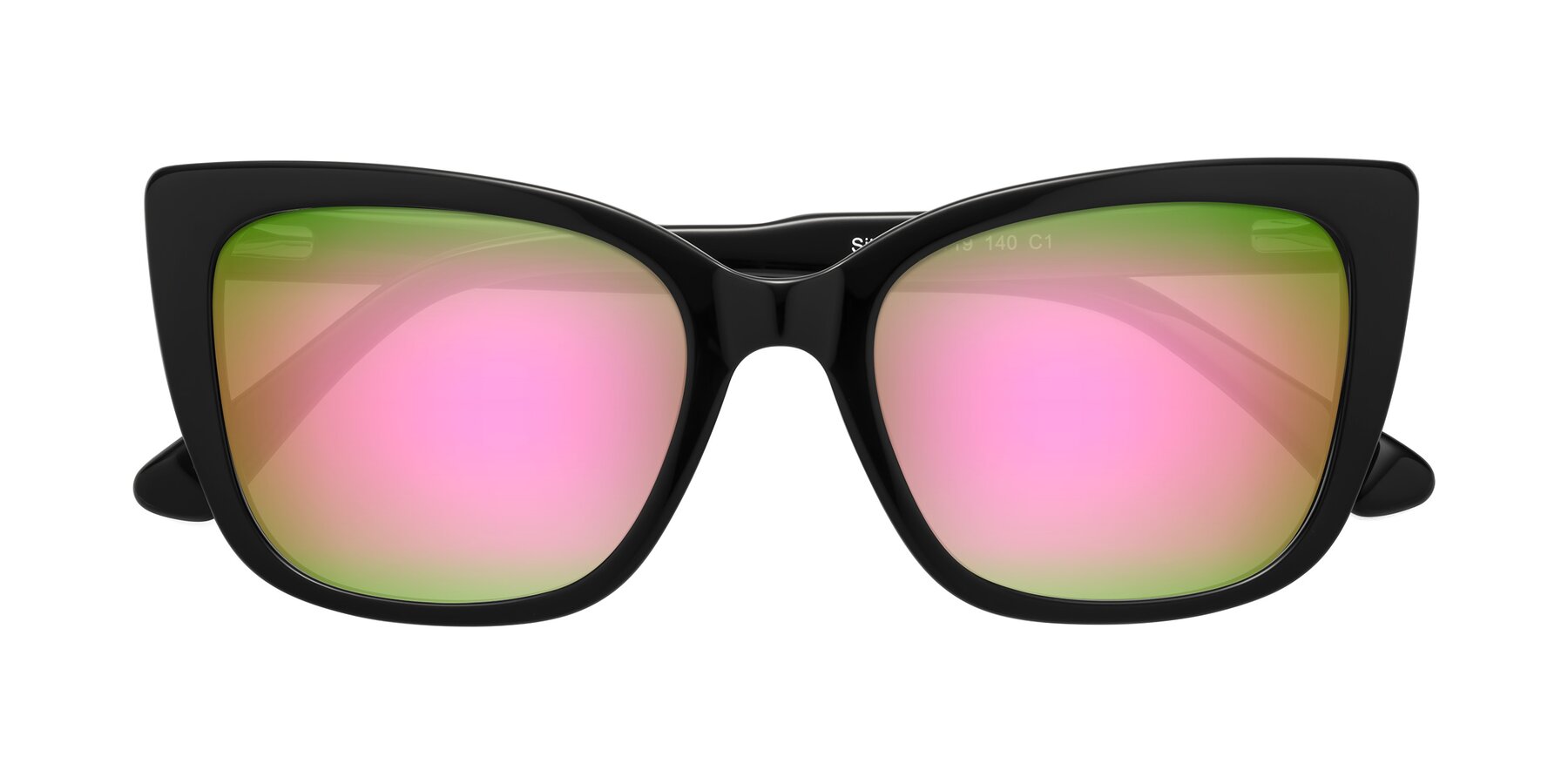 Folded Front of Sites in Black with Pink Mirrored Lenses