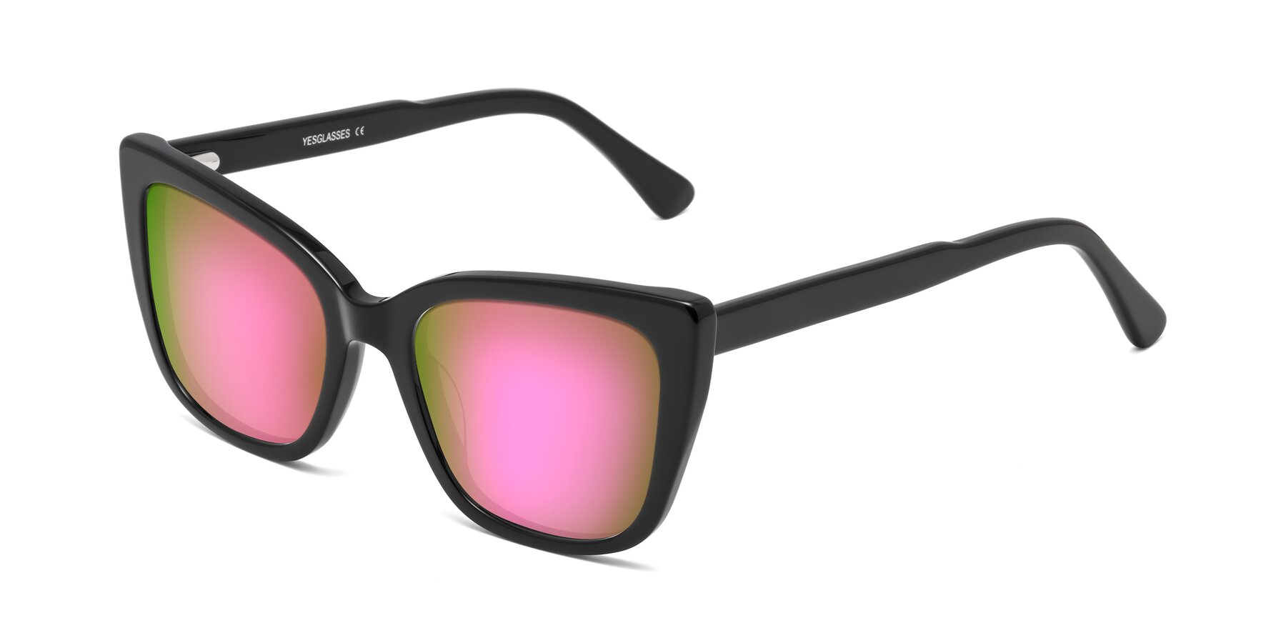 Angle of Sites in Black with Pink Mirrored Lenses