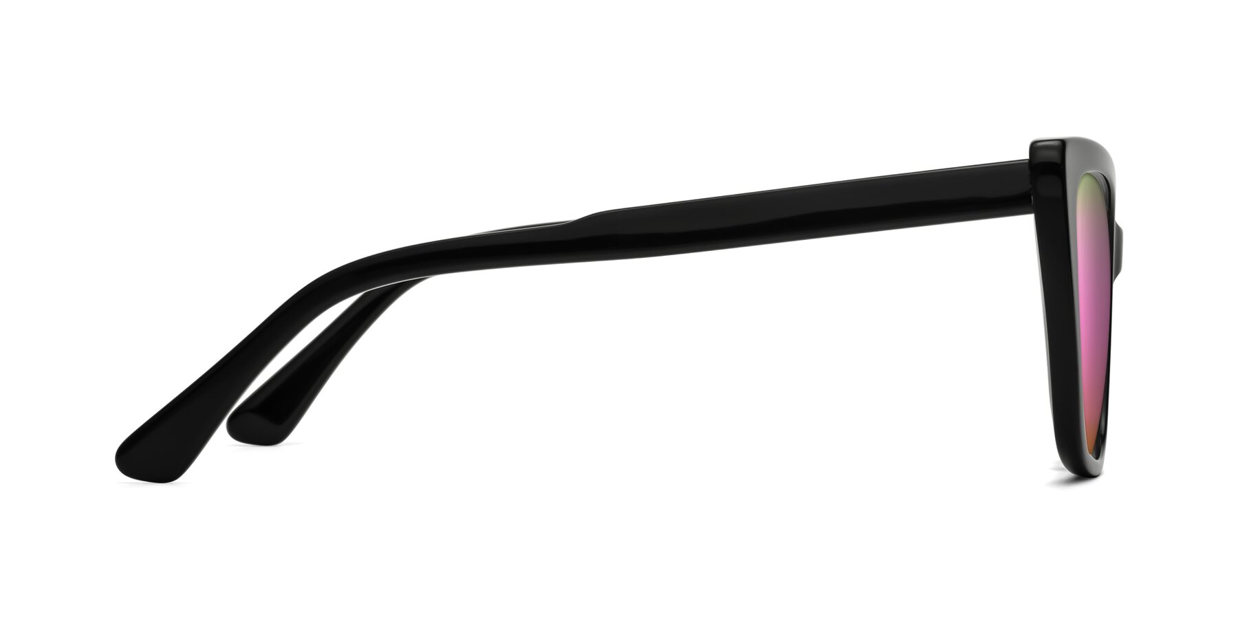 Side of Sites in Black with Pink Mirrored Lenses