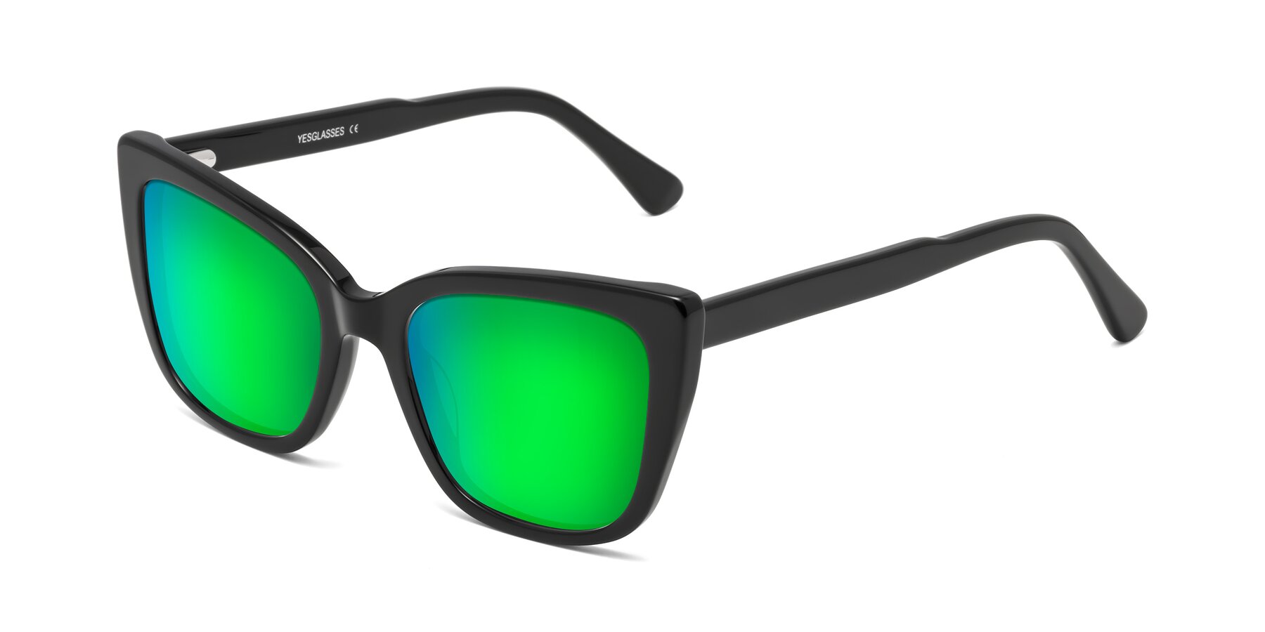 Angle of Sites in Black with Green Mirrored Lenses