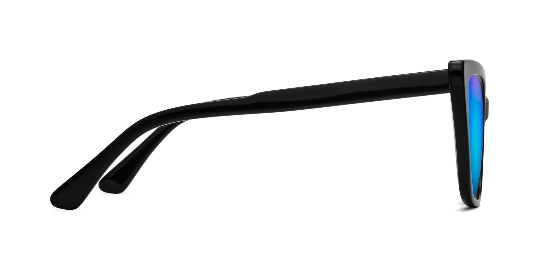 Side of Sites in Black with Blue Mirrored Lenses