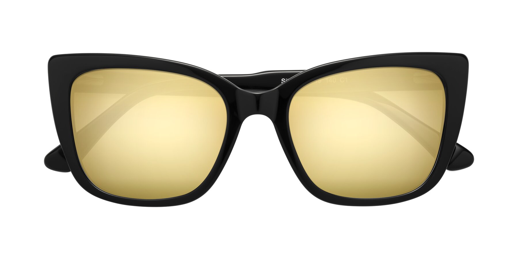 Folded Front of Sites in Black with Gold Mirrored Lenses