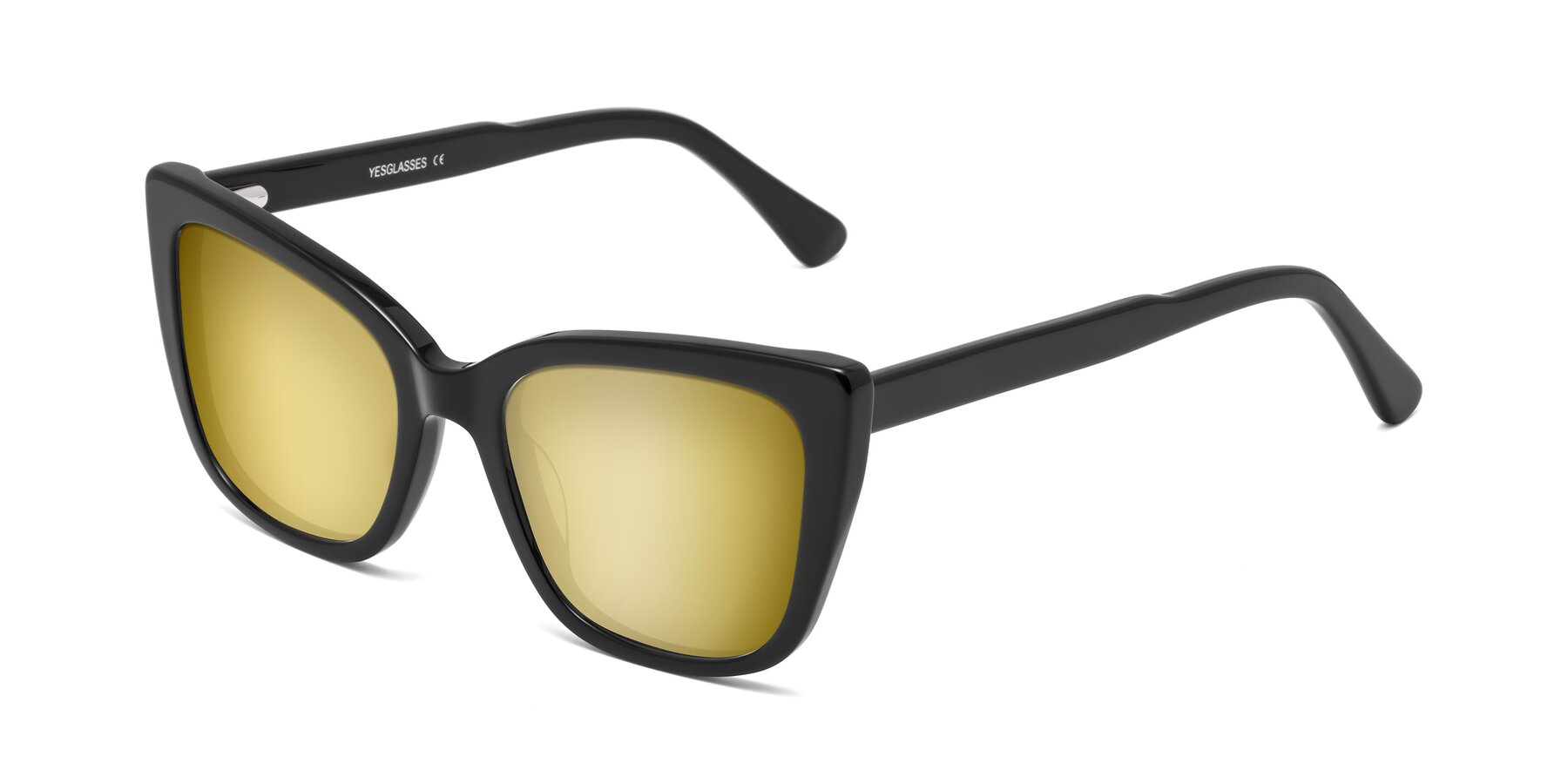 Angle of Sites in Black with Gold Mirrored Lenses
