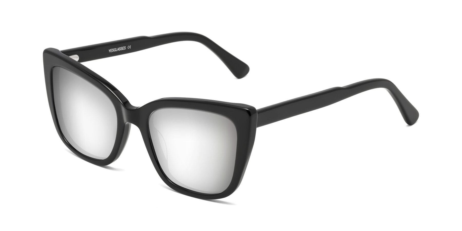 Angle of Sites in Black with Silver Mirrored Lenses