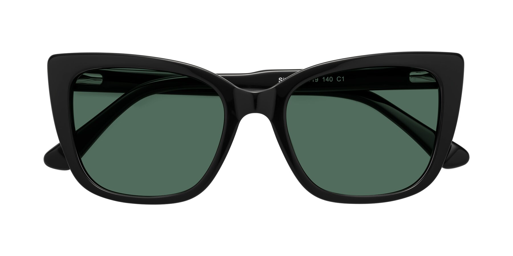 Folded Front of Sites in Black with Green Polarized Lenses