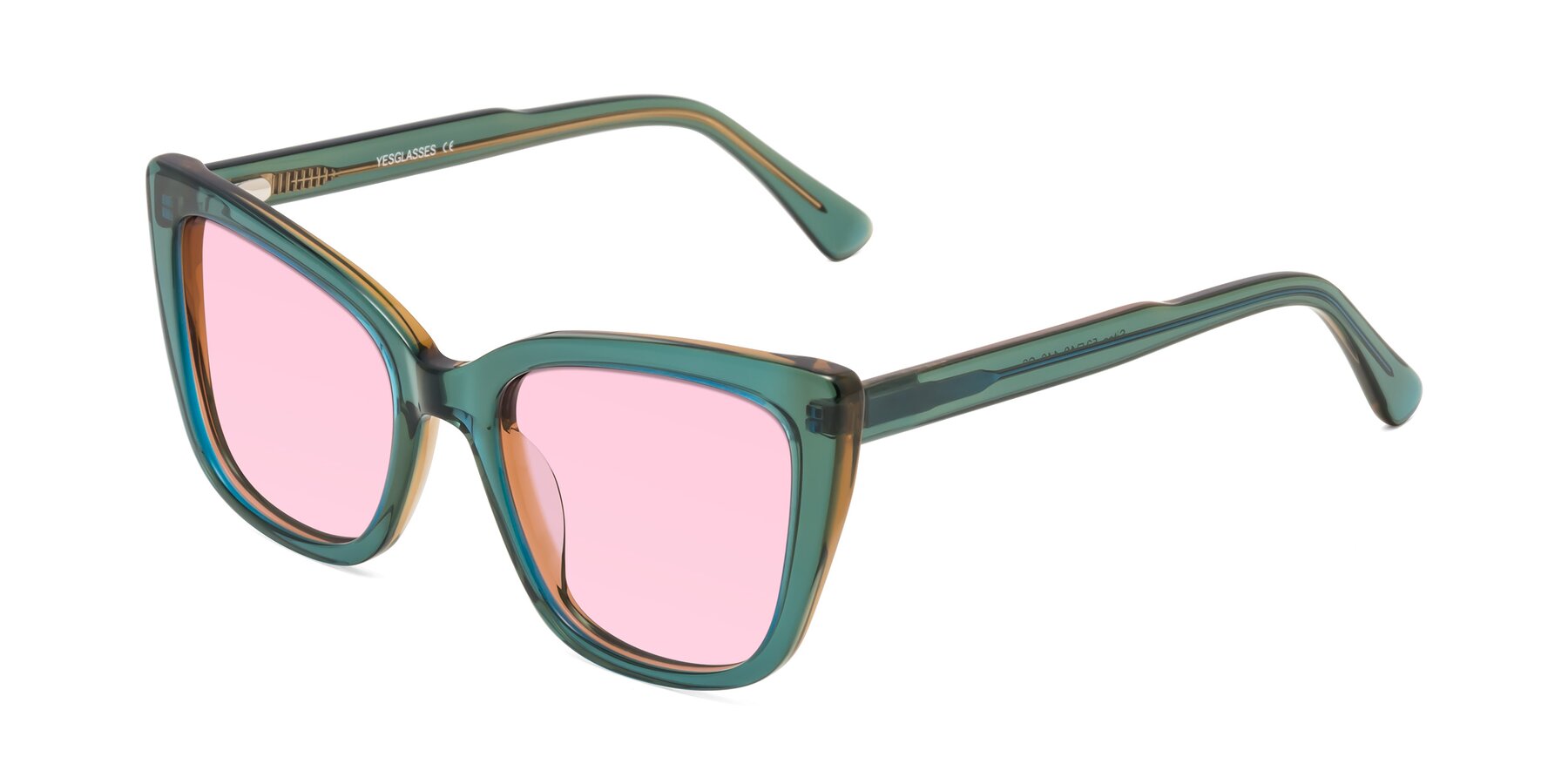 Angle of Sites in Transparent Green with Light Pink Tinted Lenses