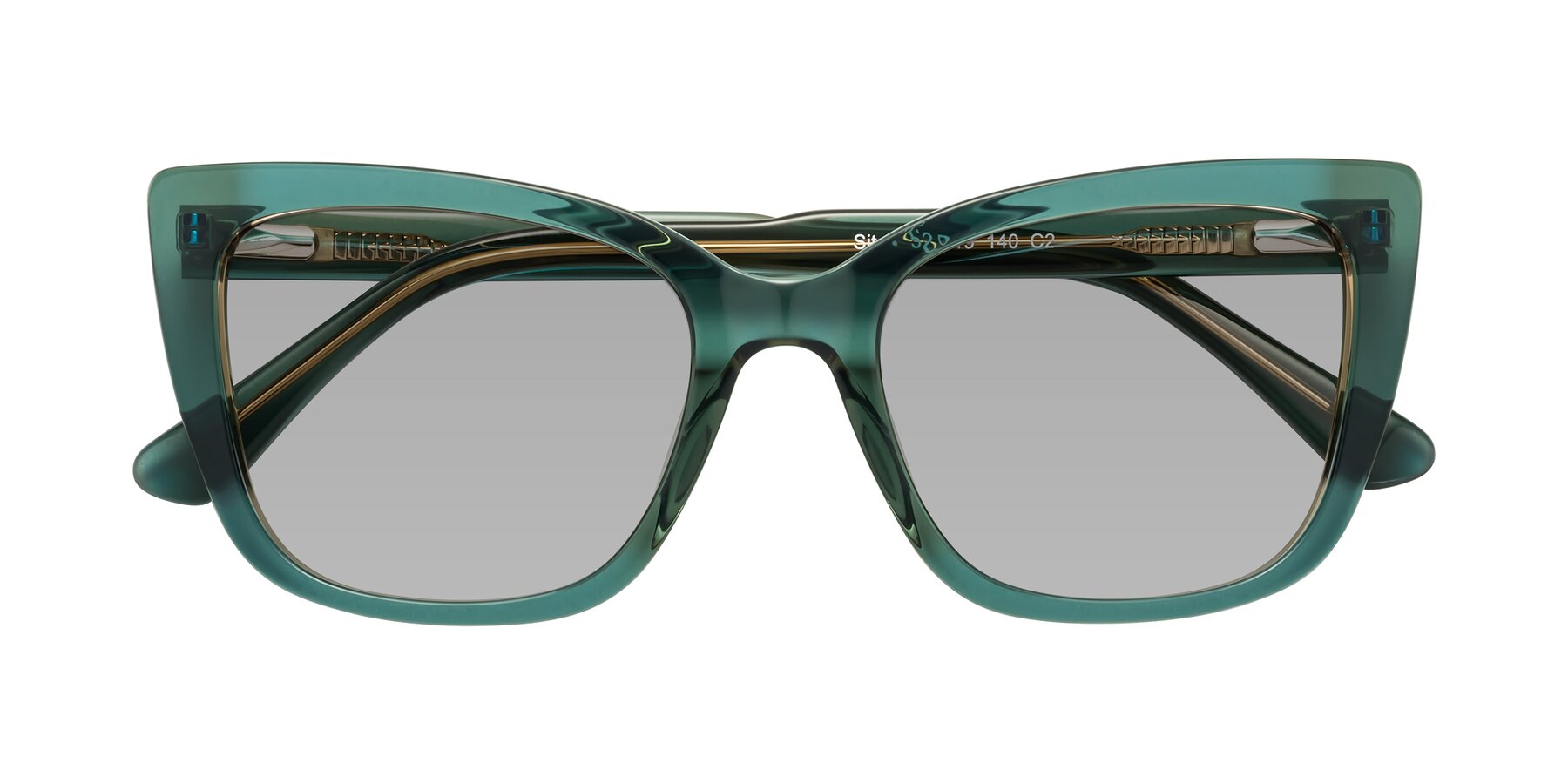 Folded Front of Sites in Transparent Green with Light Gray Tinted Lenses