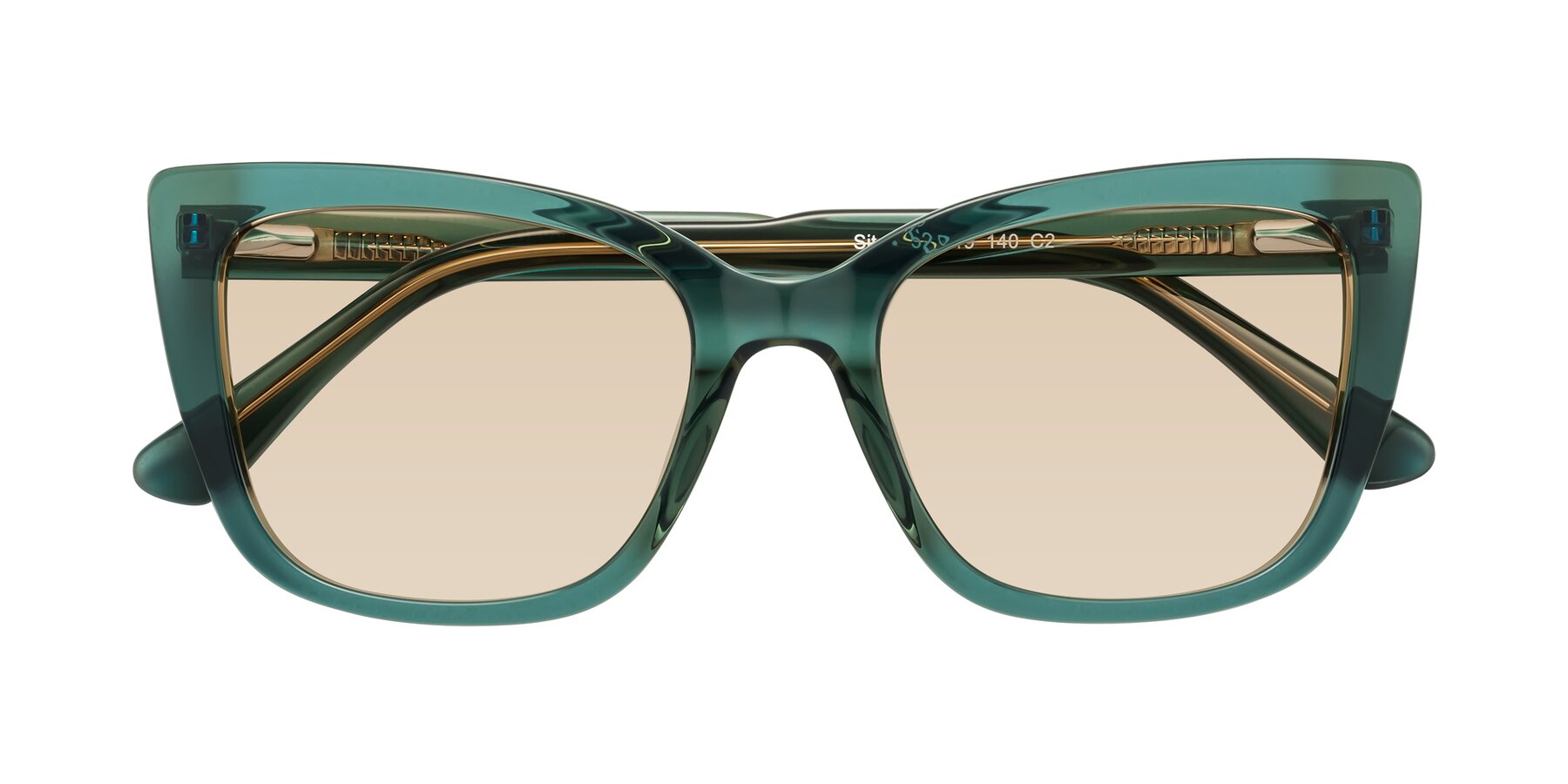 Folded Front of Sites in Transparent Green with Light Brown Tinted Lenses