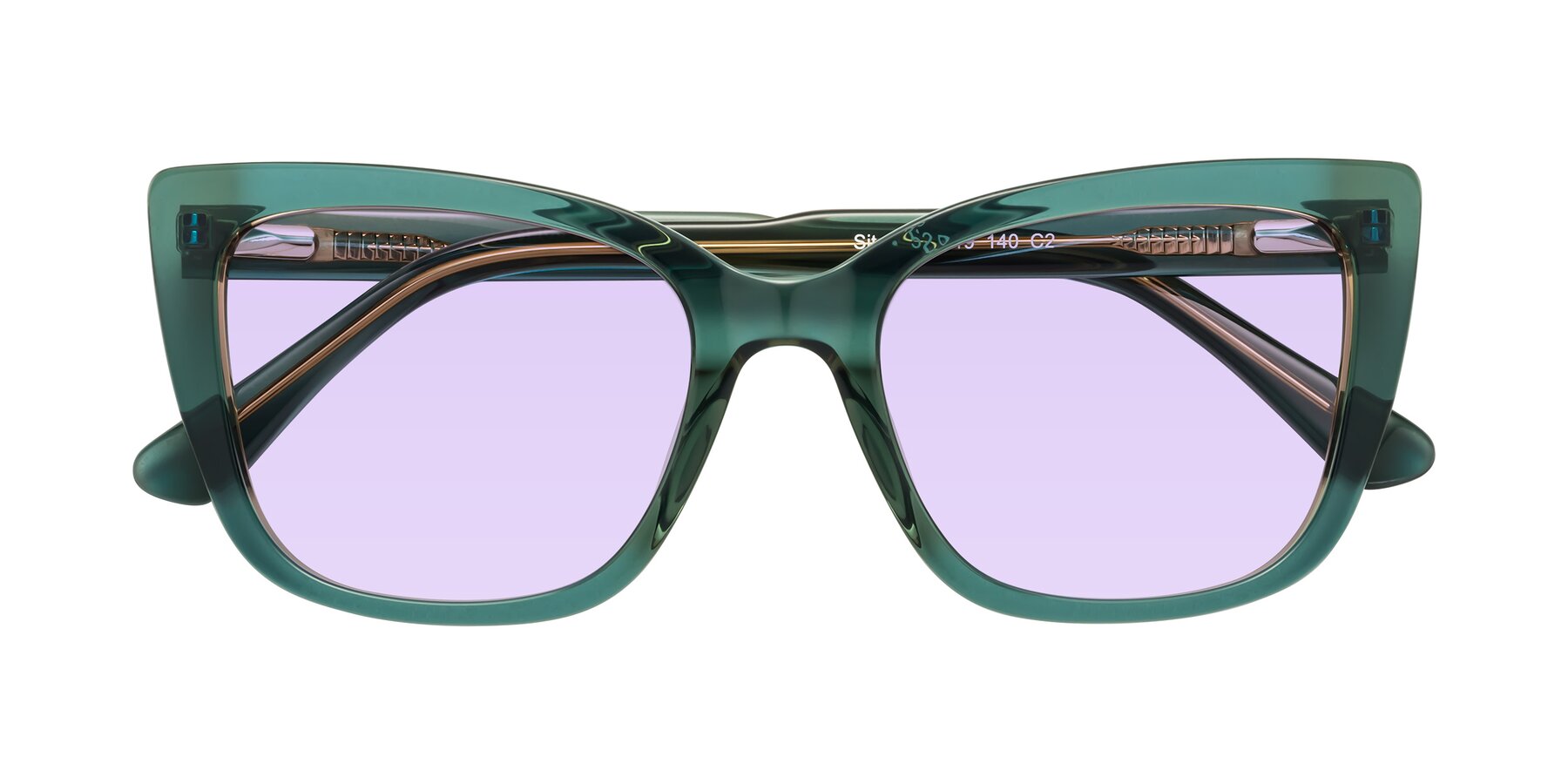 Folded Front of Sites in Transparent Green with Light Purple Tinted Lenses