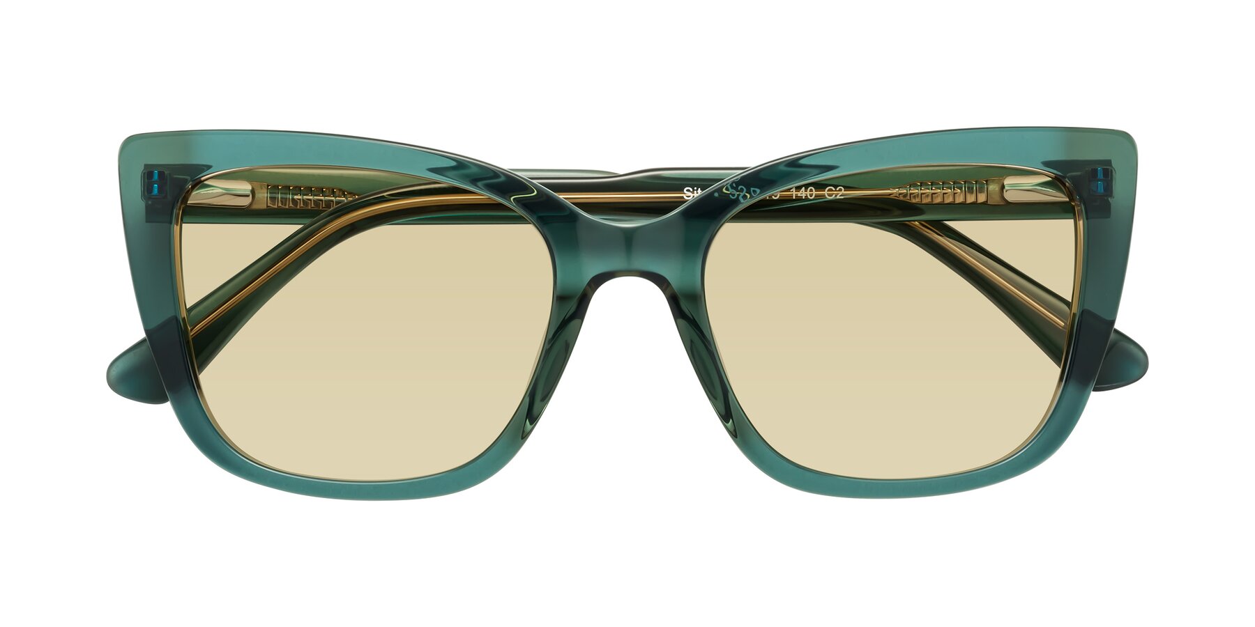 Folded Front of Sites in Transparent Green with Light Champagne Tinted Lenses