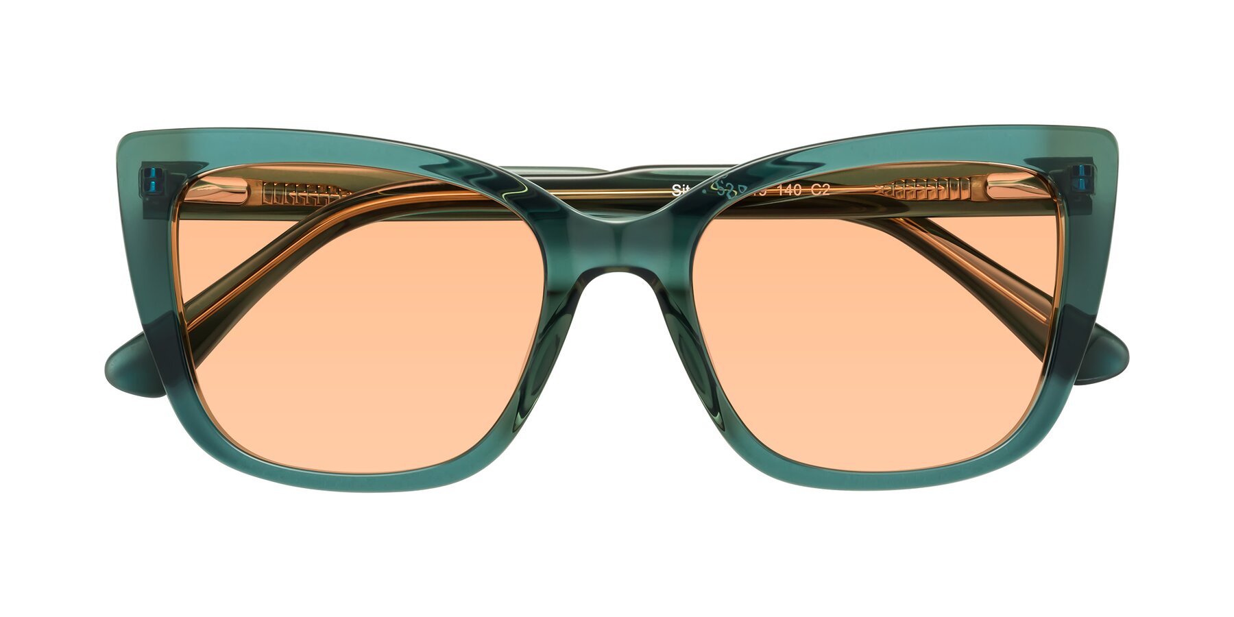 Folded Front of Sites in Transparent Green with Light Orange Tinted Lenses