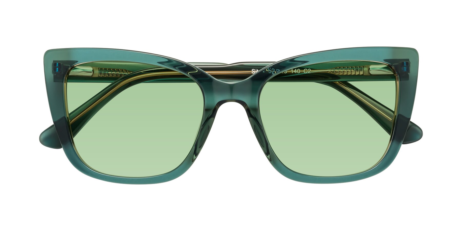 Folded Front of Sites in Transparent Green with Medium Green Tinted Lenses