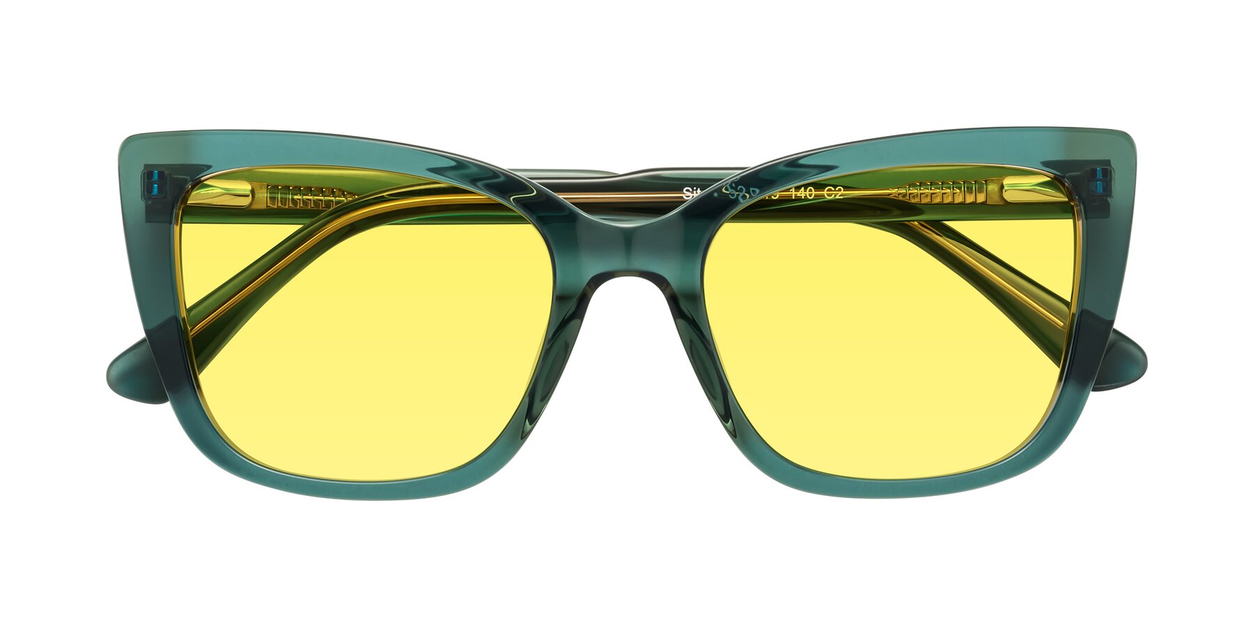 Folded Front of Sites in Transparent Green with Medium Yellow Tinted Lenses