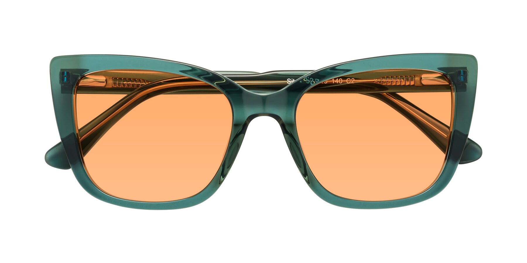 Folded Front of Sites in Transparent Green with Medium Orange Tinted Lenses