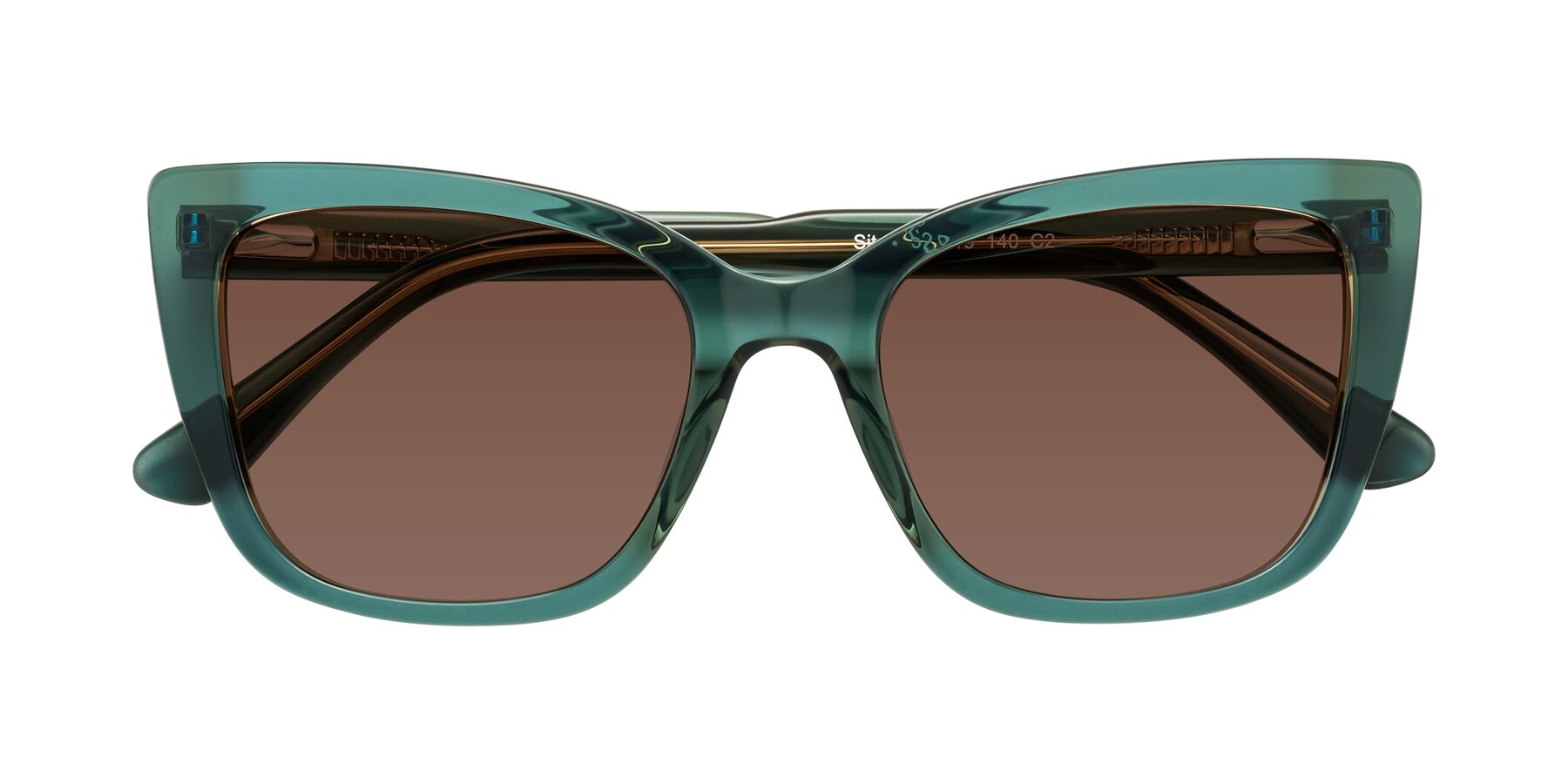 Folded Front of Sites in Transparent Green with Brown Tinted Lenses