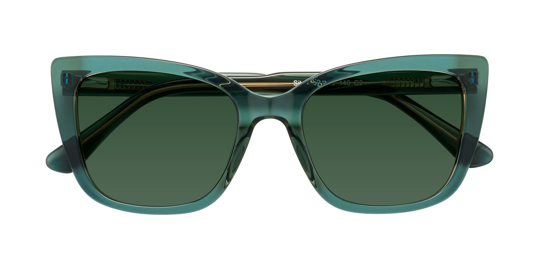 Folded Front of Sites in Transparent Green with Green Tinted Lenses