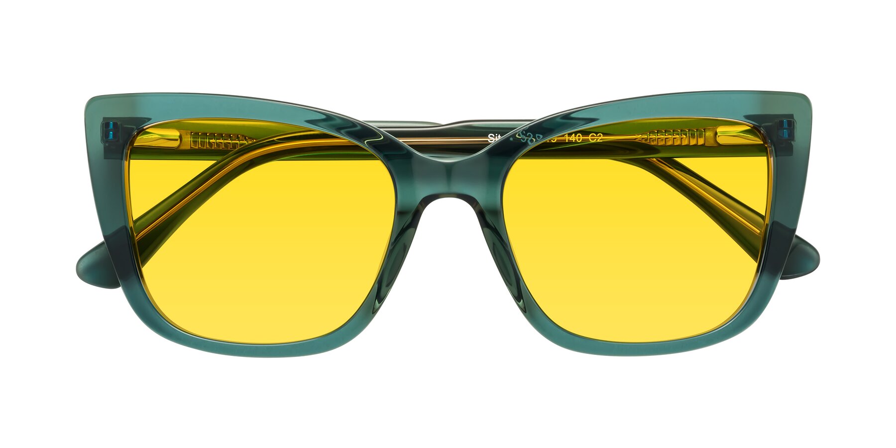 Folded Front of Sites in Transparent Green with Yellow Tinted Lenses