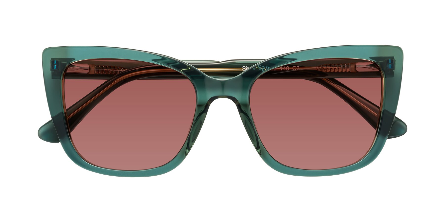 Folded Front of Sites in Transparent Green with Garnet Tinted Lenses