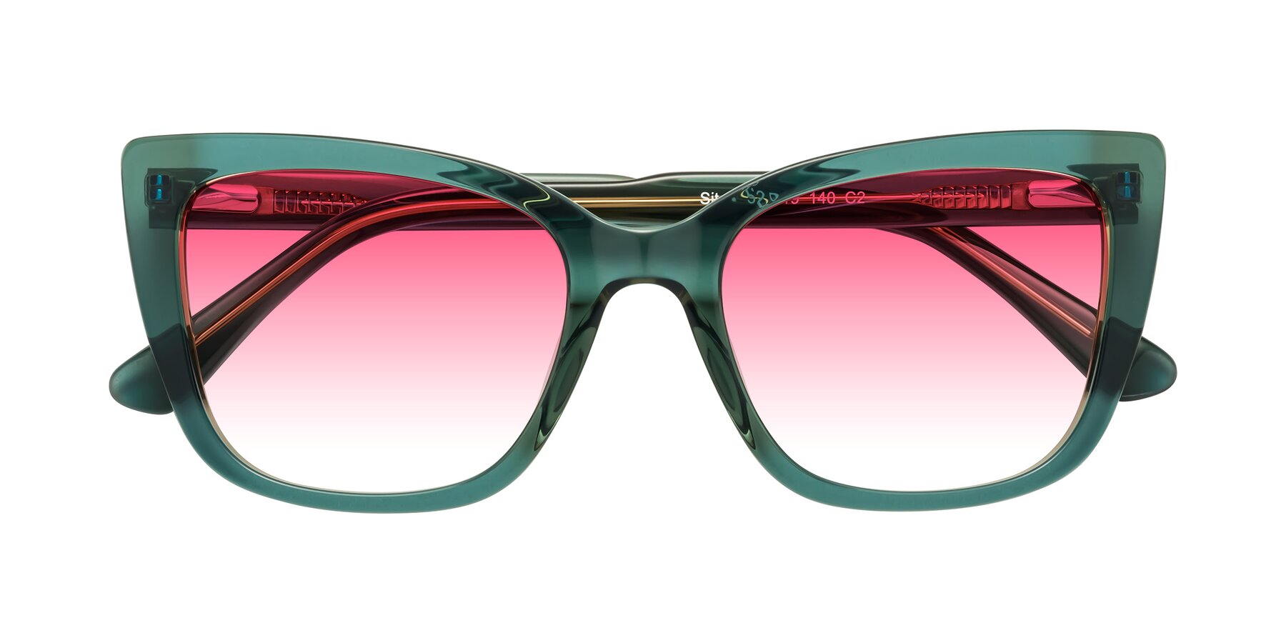 Folded Front of Sites in Transparent Green with Pink Gradient Lenses