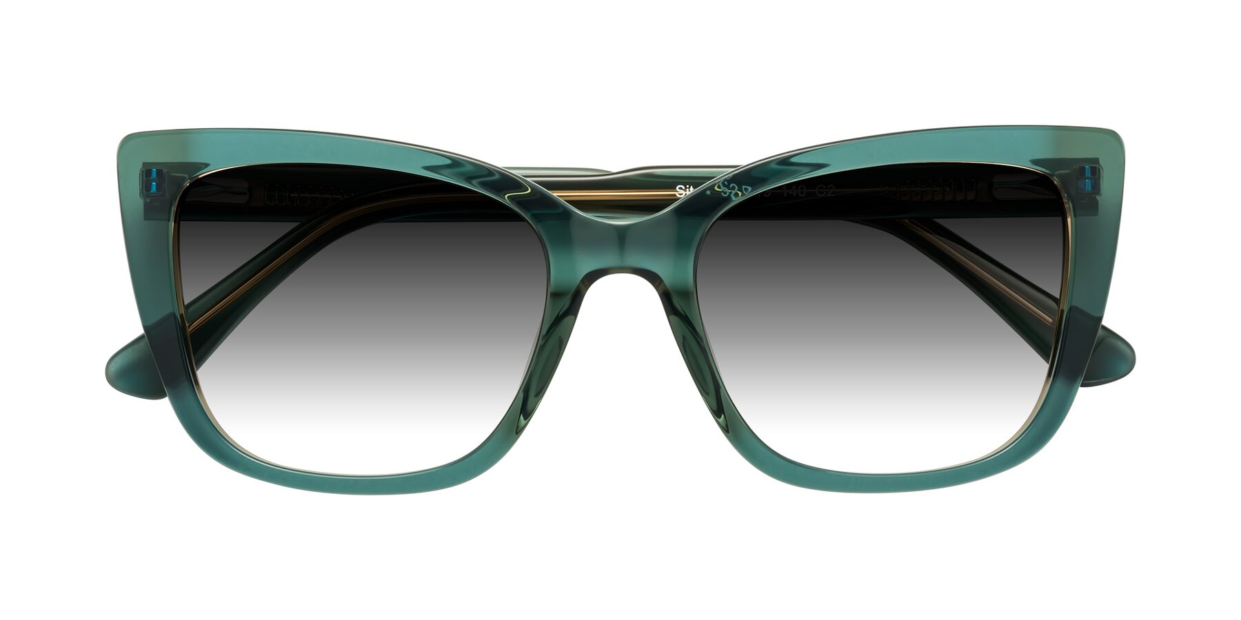 Folded Front of Sites in Transparent Green with Gray Gradient Lenses