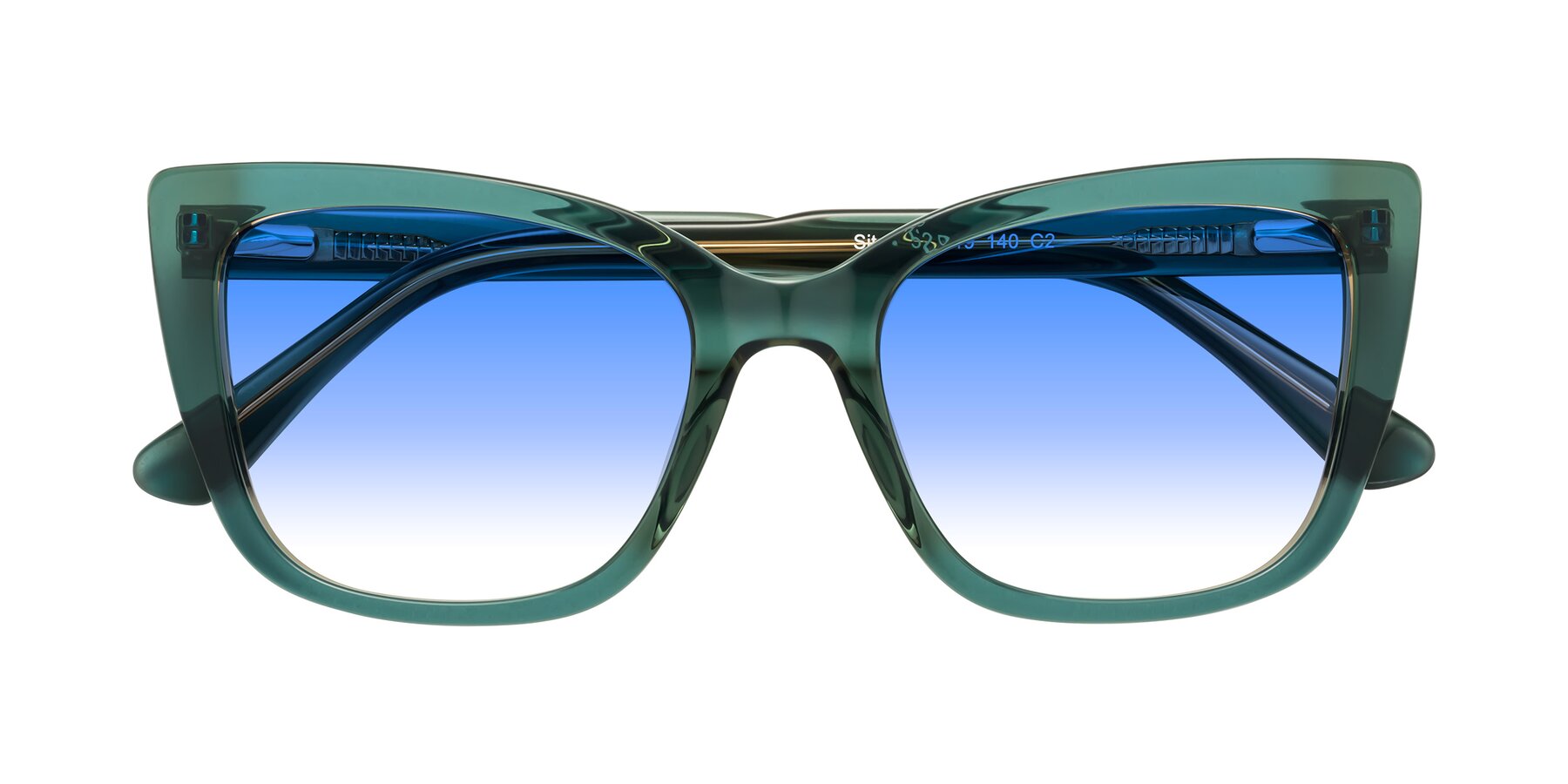 Folded Front of Sites in Transparent Green with Blue Gradient Lenses