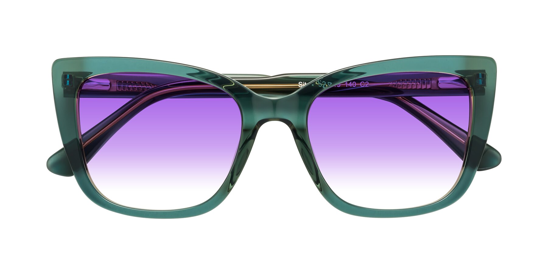 Folded Front of Sites in Transparent Green with Purple Gradient Lenses