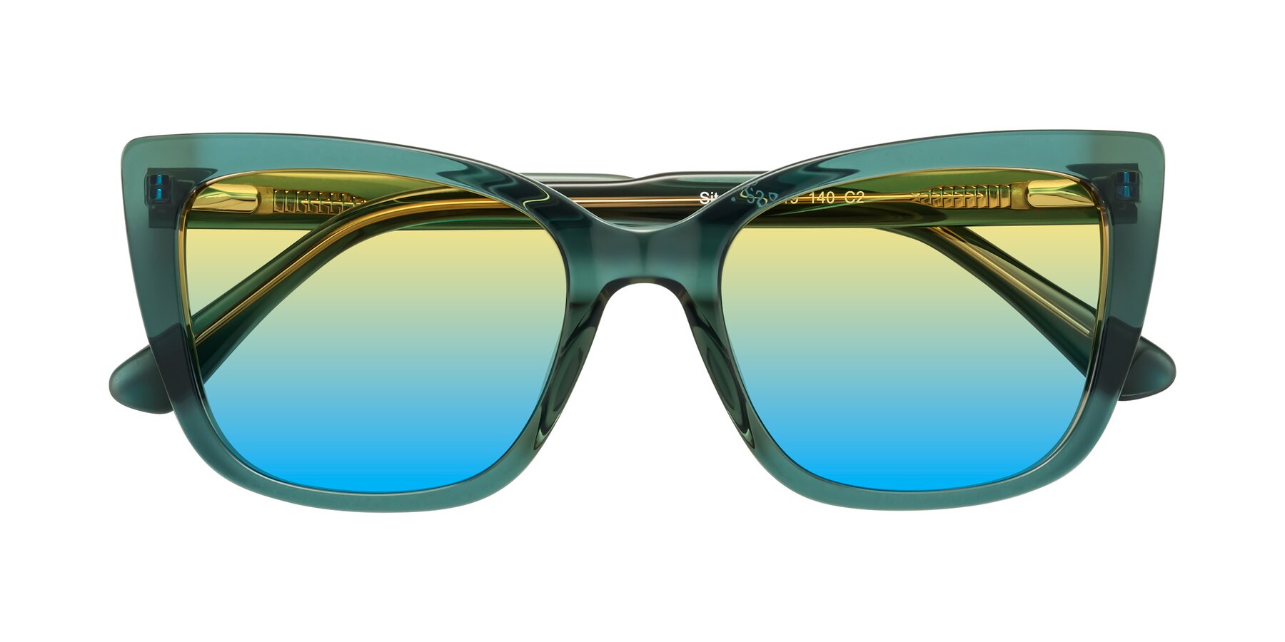 Folded Front of Sites in Transparent Green with Yellow / Blue Gradient Lenses