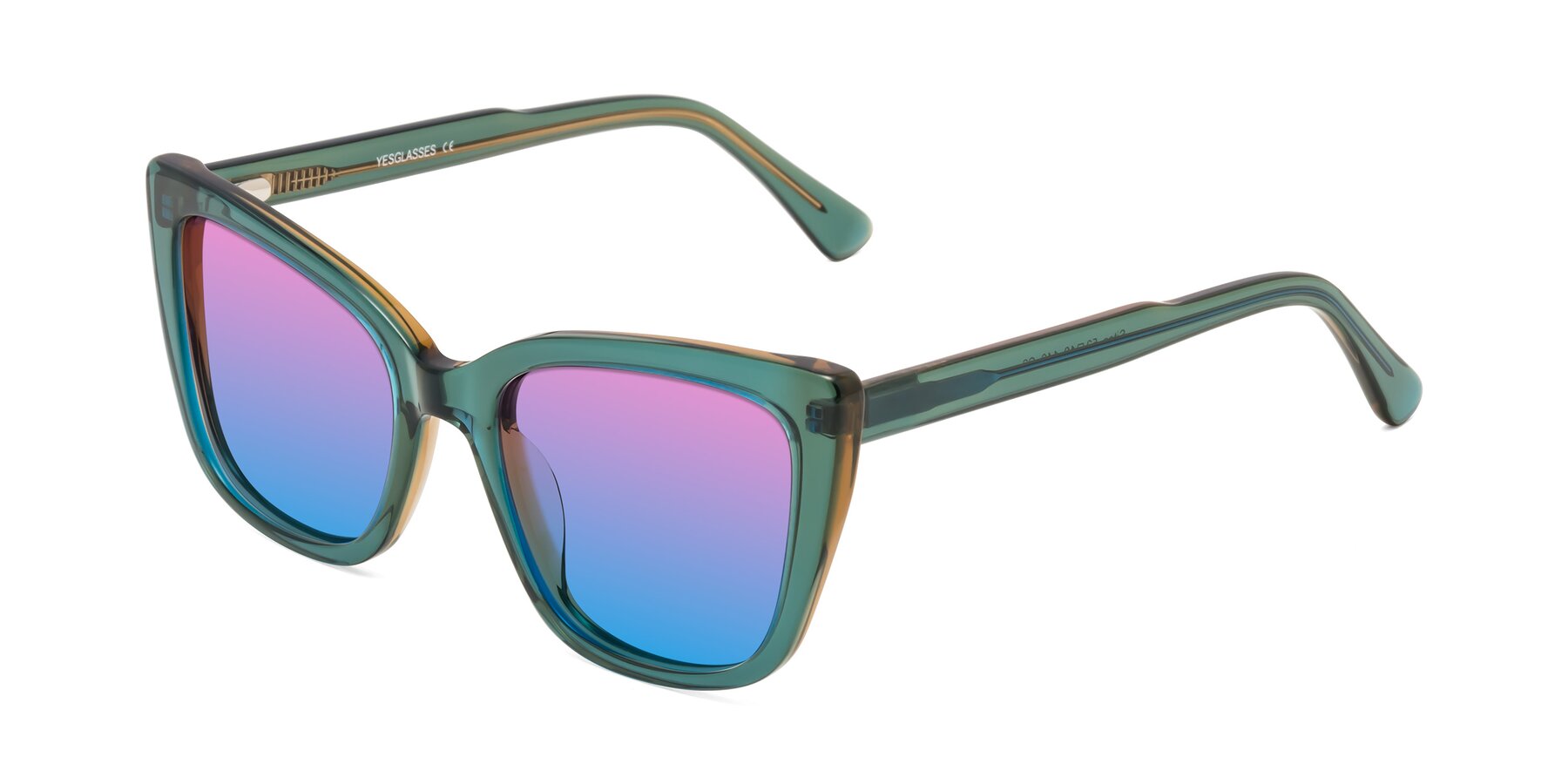 Angle of Sites in Transparent Green with Pink / Blue Gradient Lenses