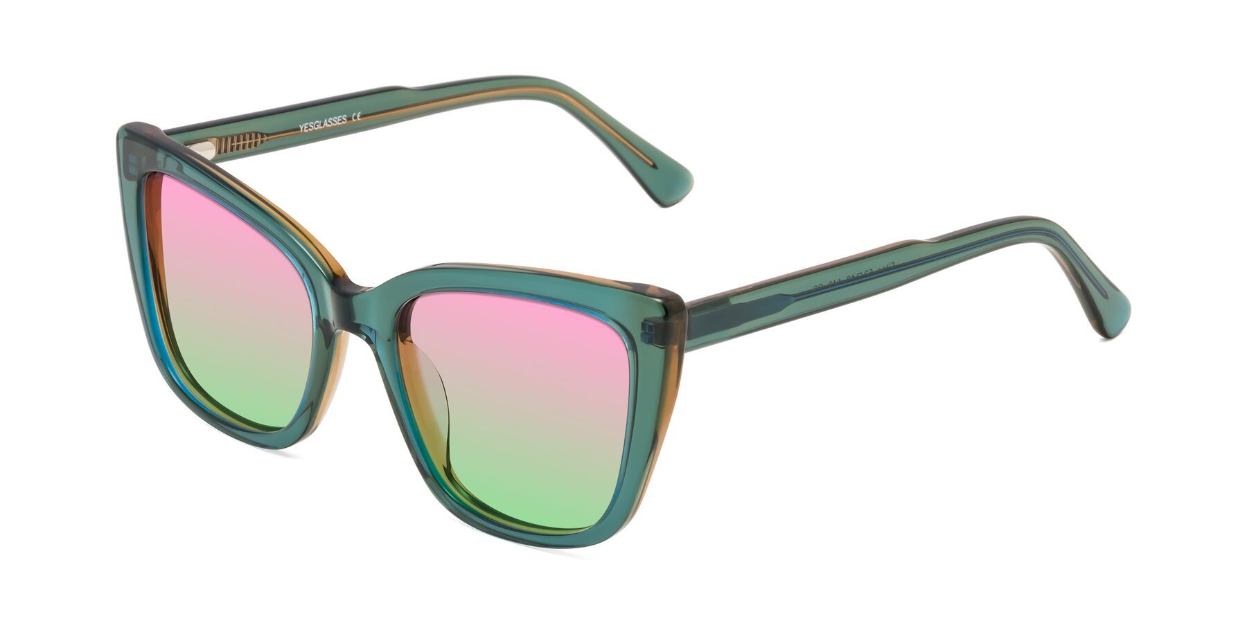 Angle of Sites in Transparent Green with Pink / Green Gradient Lenses