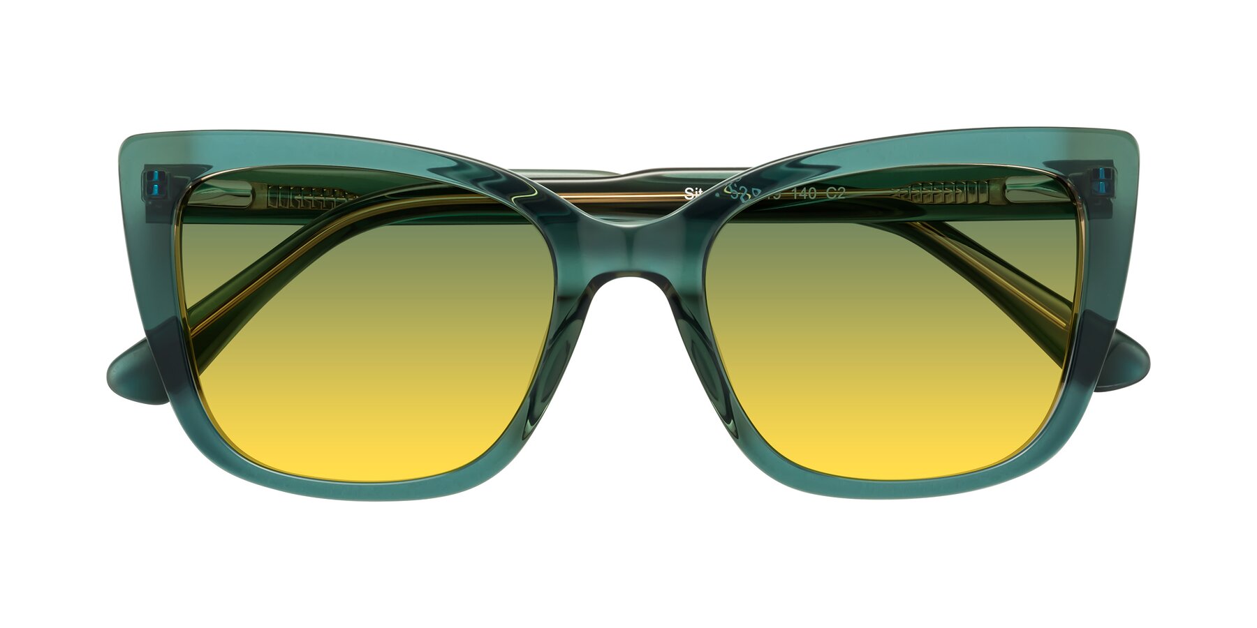 Folded Front of Sites in Transparent Green with Green / Yellow Gradient Lenses