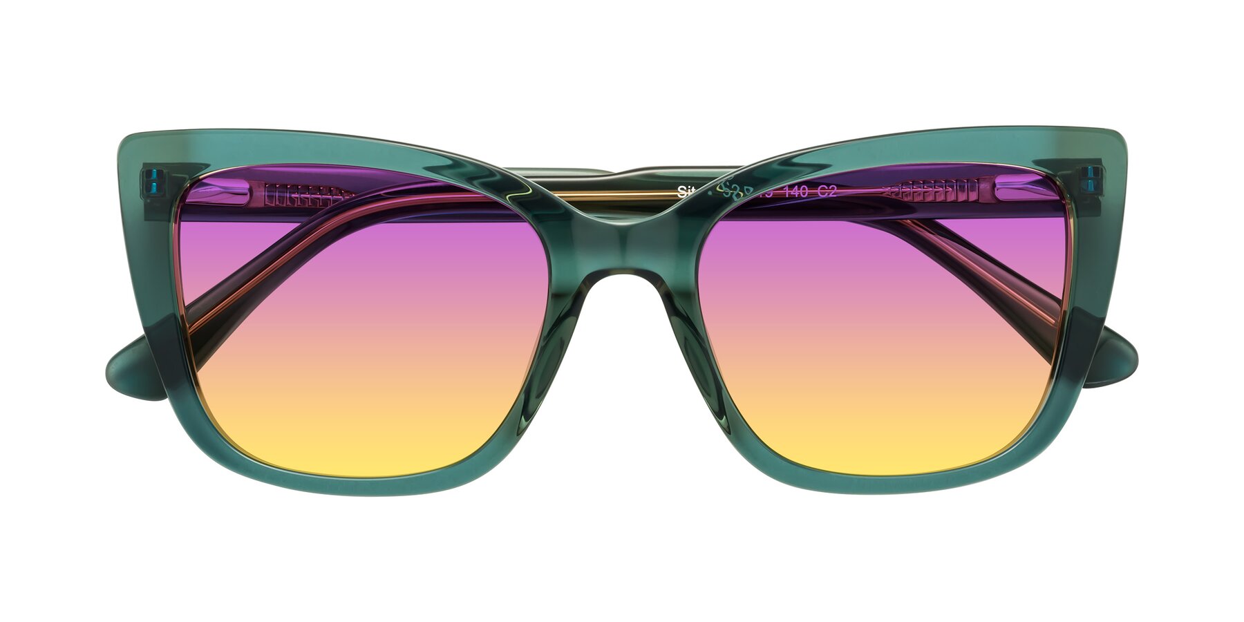 Folded Front of Sites in Transparent Green with Purple / Yellow Gradient Lenses