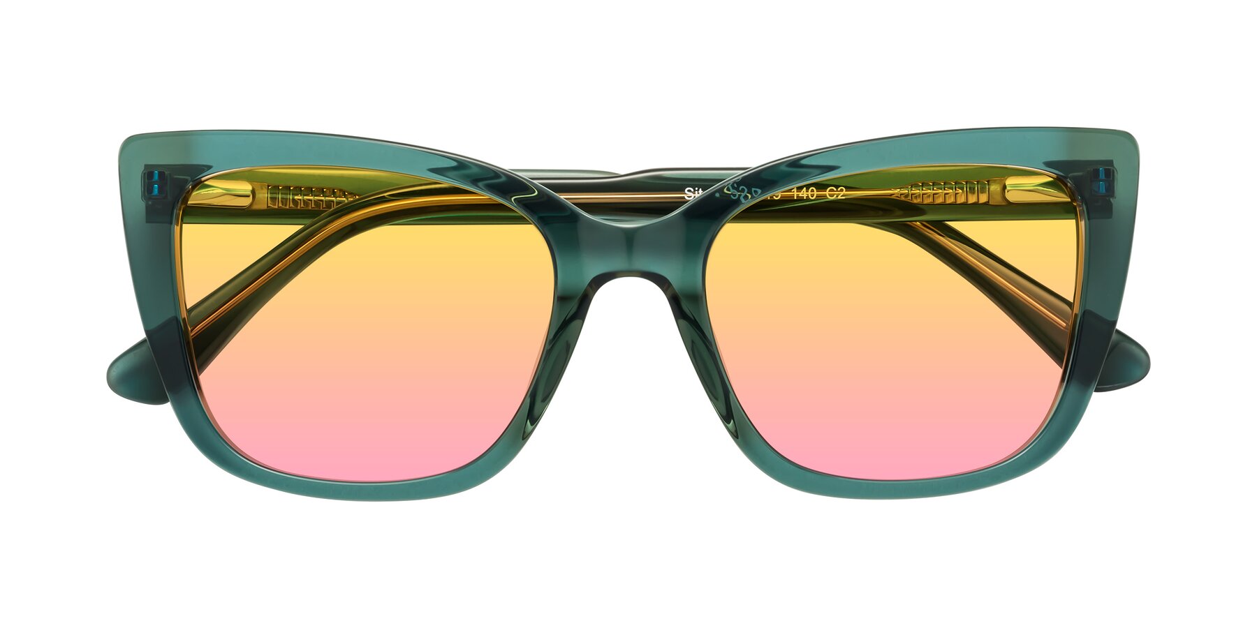 Folded Front of Sites in Transparent Green with Yellow / Pink Gradient Lenses