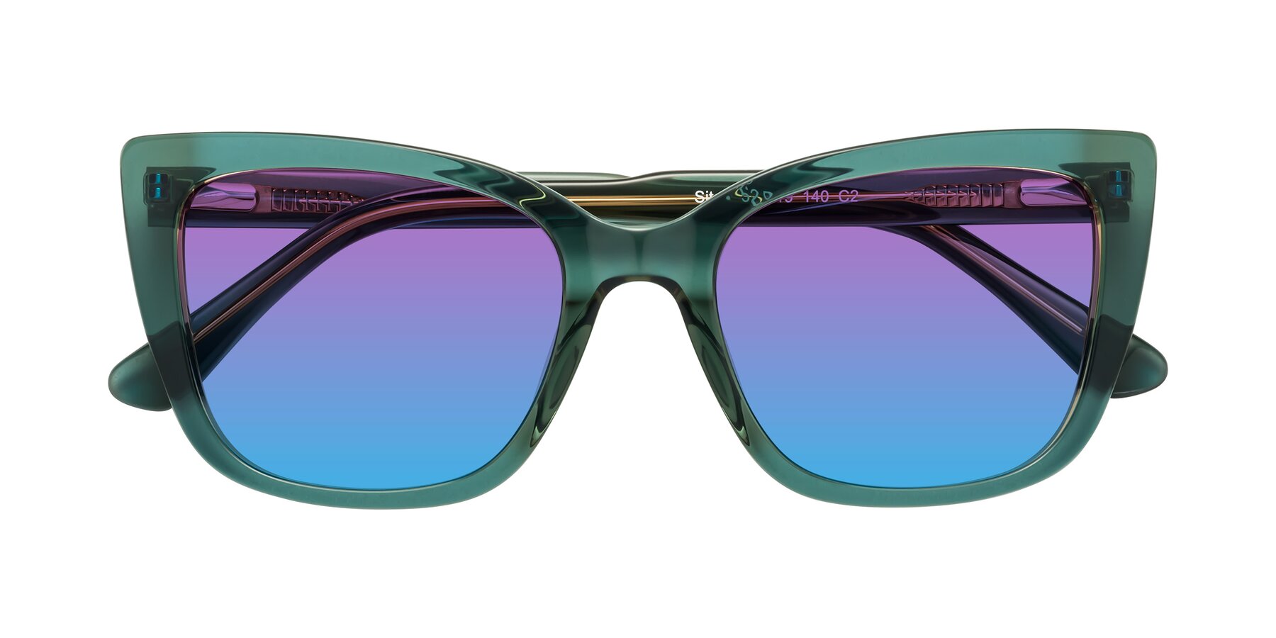 Folded Front of Sites in Transparent Green with Purple / Blue Gradient Lenses