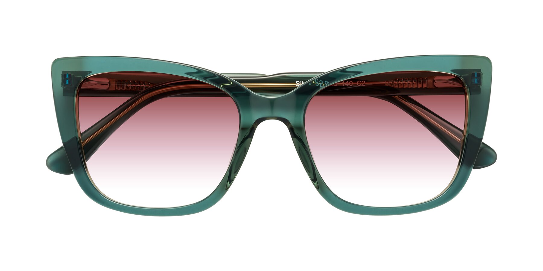 Folded Front of Sites in Transparent Green with Garnet Gradient Lenses