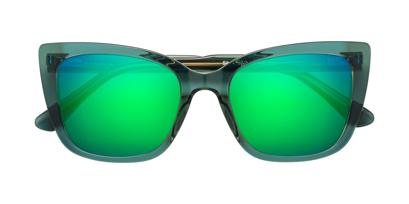 Sites - Transparent Green Flash Mirrored Sunglasses